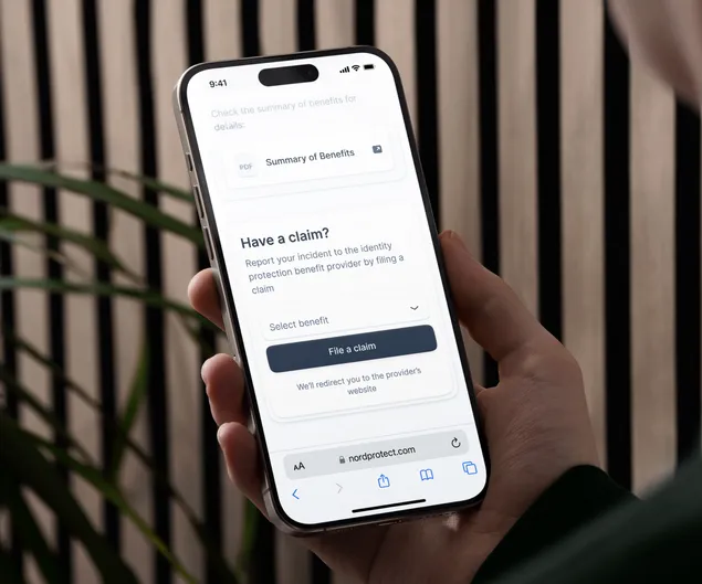 A user files a cyber extortion claim using the NordProtect mobile app.