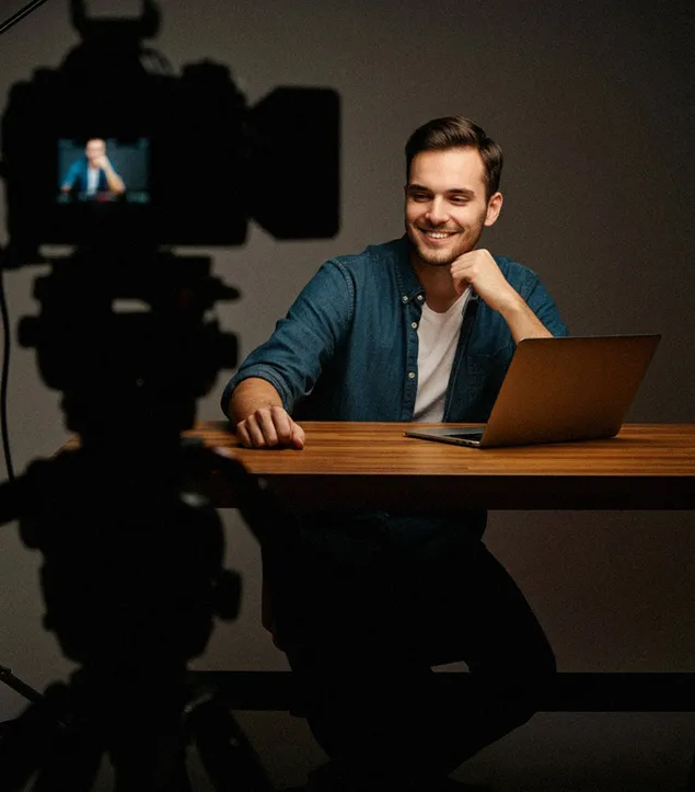 A man is filming a video to promote NordProtect and earn a commission.