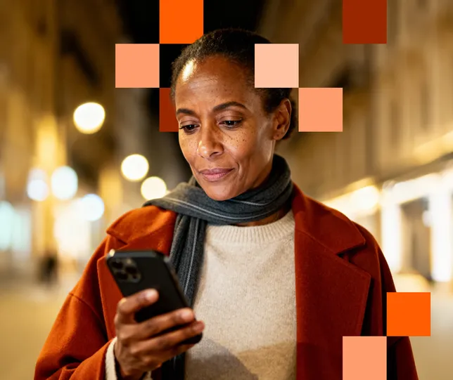 A woman looking at her smartphone