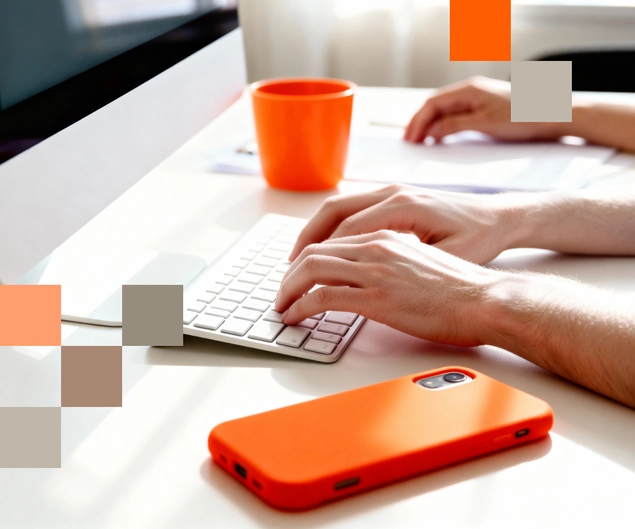 Hands typing on a keyboard, representing the need for financial protection against cyberattacks.