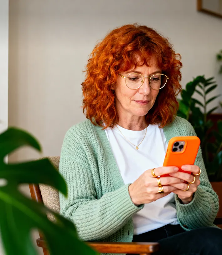 A woman picks a cyber extortion protection plan via the NordProtect app.