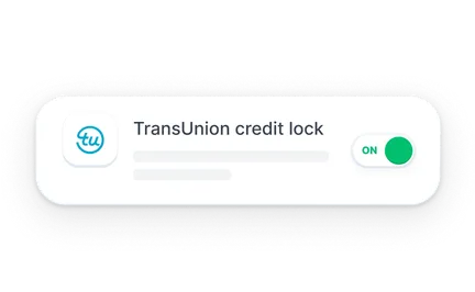 NordProtect’s TransUnion credit lock section showing the credit lock toggle switch turned on.