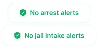 NordProtect notifications informing the user they have no arrests or jail intakes.
