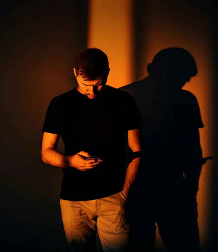 A man opens a NordProtect security alert on his phone.