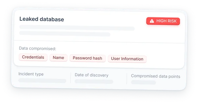 NordProtect’s dark web monitor shows compromised data.