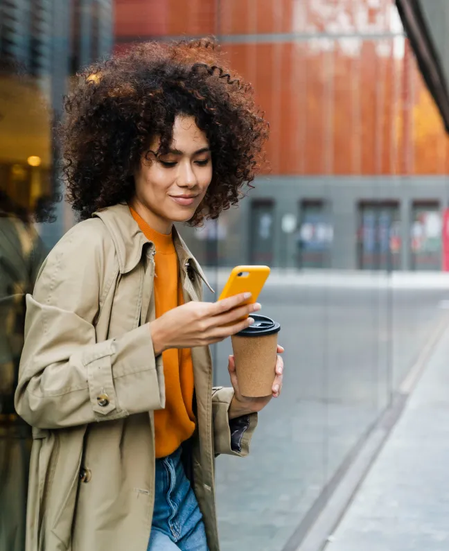 A woman enjoys all-around identity theft protection.