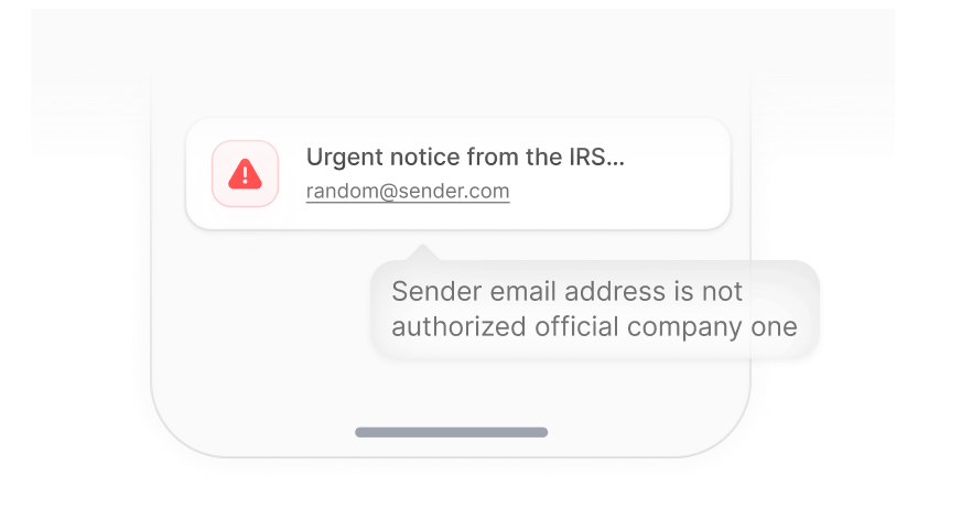 Example of a scam attempt: A false urgent email from the IRS.