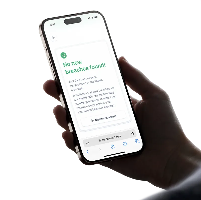 NordProtect alert shows no new incidents were found.