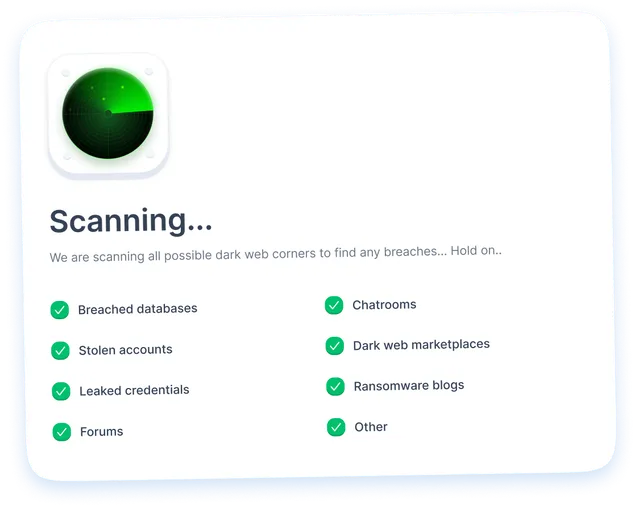 A list of sources NordProtect’s dark web monitoring checks.